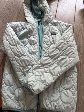 Patagonia Mint Green Quilted Hooded Jacket